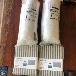 2 IKEA pillow inserts and covers